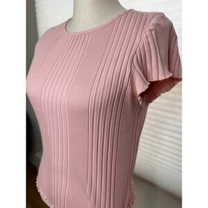 Tea Collection Girls T-Shirt, Dusty Coral, Ruffle, Kids Size 16 or Womens XS/S